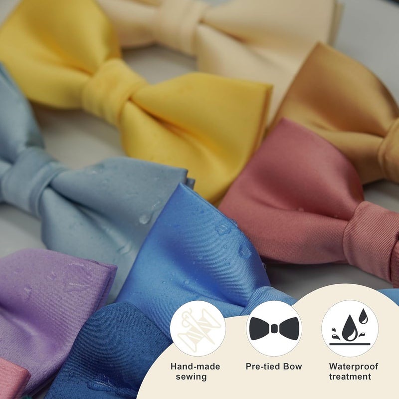 BEWDIO Bow Ties for Boys Pre Tied Toddler Bow Tie Adjustable Kids Bowties with Pocket Square Set for Wedding Party - Image 2
